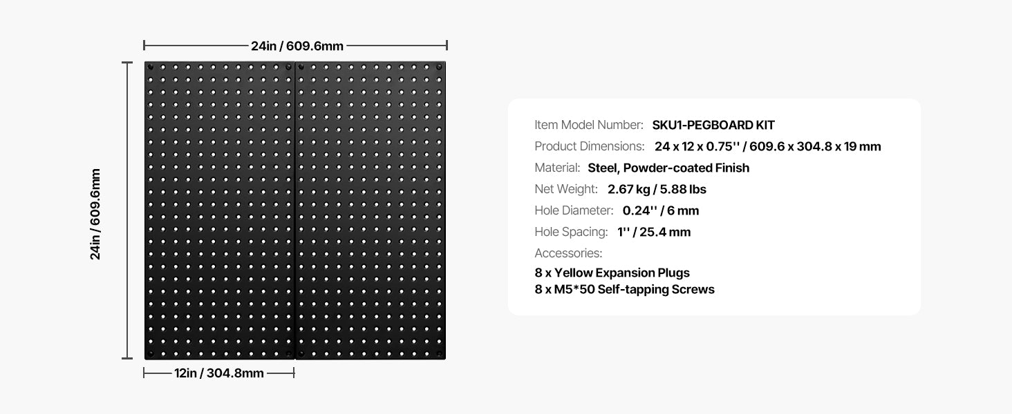 SucceBuy 24" x12" 4pcs Metal Pegboard Panels Steel Wall Tools Organizer Garage Storage Peg Panel for Workbench Office Craft Home - trendingshoping.com