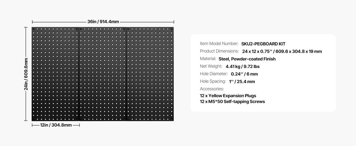 SucceBuy 24" x12" 4pcs Metal Pegboard Panels Steel Wall Tools Organizer Garage Storage Peg Panel for Workbench Office Craft Home - trendingshoping.com