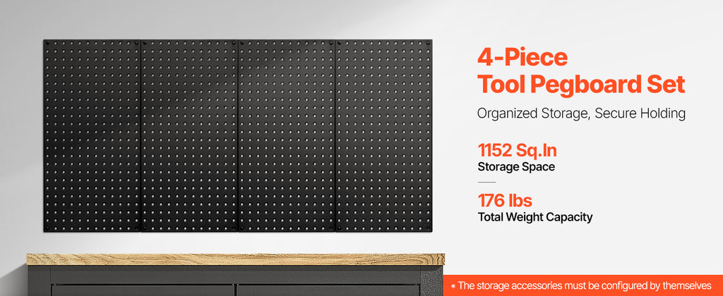 SucceBuy 24" x12" 4pcs Metal Pegboard Panels Steel Wall Tools Organizer Garage Storage Peg Panel for Workbench Office Craft Home - trendingshoping.com