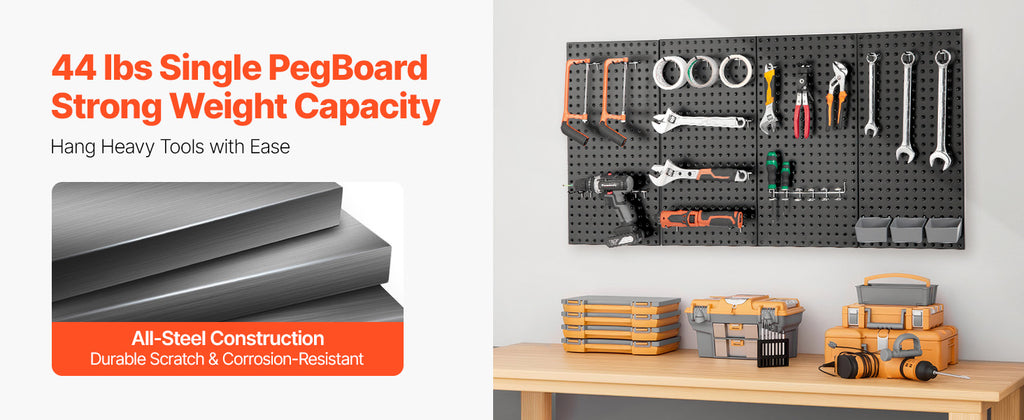 SucceBuy 24" x12" 4pcs Metal Pegboard Panels Steel Wall Tools Organizer Garage Storage Peg Panel for Workbench Office Craft Home - trendingshoping.com