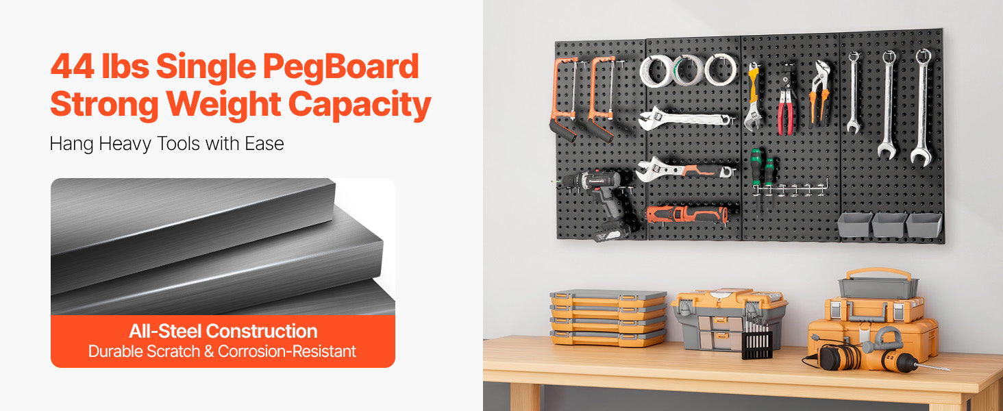 SucceBuy 24" x12" 4pcs Metal Pegboard Panels Steel Wall Tools Organizer Garage Storage Peg Panel for Workbench Office Craft Home - trendingshoping.com