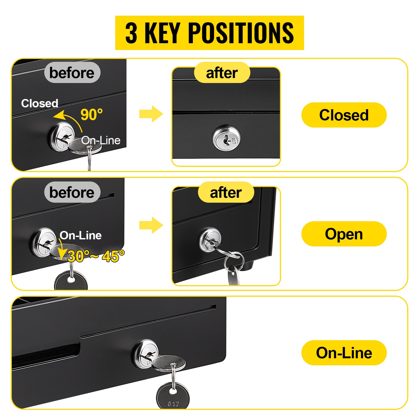 VEVOR Cash Register Drawer 16" 12 V for POS System Tray Removable Coin Compartment & 2 Keys Included RJ11/RJ12 Cable Drawer - trendingshoping.com