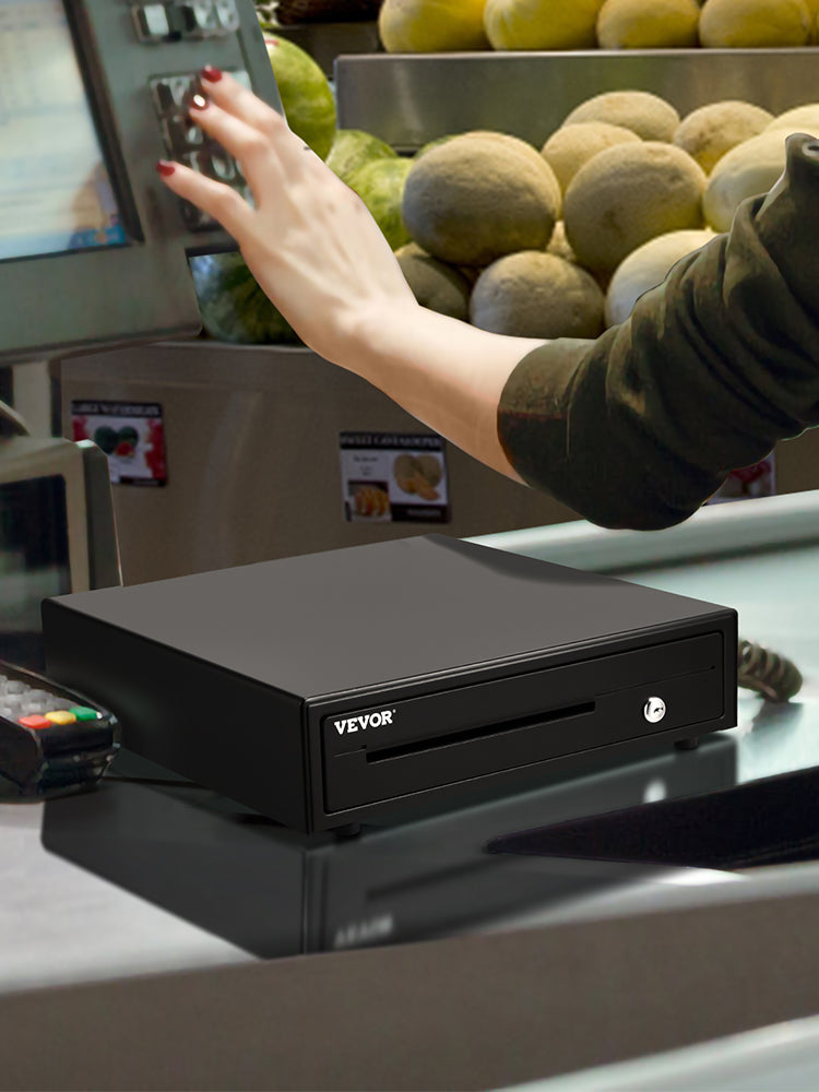 VEVOR Cash Register Drawer 16" 12 V for POS System Tray Removable Coin Compartment & 2 Keys Included RJ11/RJ12 Cable Drawer - trendingshoping.com